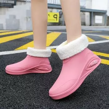 Женские модные универсальные резиновые сапоги, новые низкие дождевые туфли с мягкой подошвой, нескользящие, съемные, водонепроницаемые, садовые туфли, размер 36-40 36 розовый