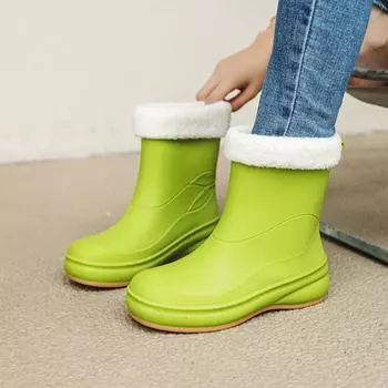 Женские модные универсальные резиновые сапоги с мягкой подошвой и нескользящей подошвой 36 чёрный