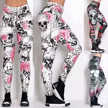 Женские модные узкие тонкие леггинсы с высокой талией и принтом для йоги, брюки L фиолетовый