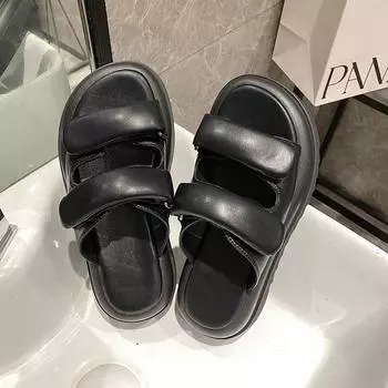 Женские модные верхние тапочки на толстой подошве 35 бежевый