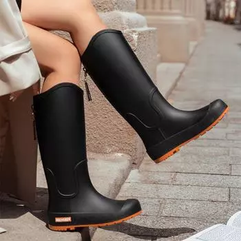 Женские модные водонепроницаемые резиновые сапоги в корейском стиле - высокие противоскользящие, с длинным берцем, резиновые туфли для отдыха на природе 37