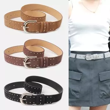 Женские модные замшевые ремни с заклепками для джинсов — ретро и универсальные верблюд