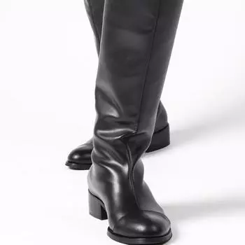 Женские модные женские сапоги черного цвета без молнии на тонкой подкладке из искусственного меха