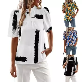 Женские модные женские топы с принтом, весенне-летние женские рубашки, повседневные футболки L чёрный