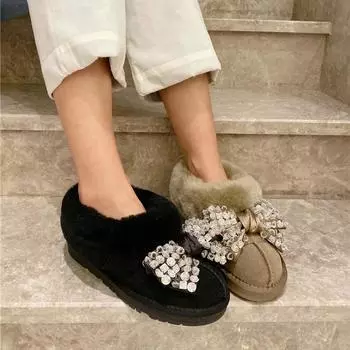 Женские модные зимние сапоги на плоской подошве с круглым носком и глубоким носком, замшевые сапоги с утолщенной мягкой подошвой из хлопка 35 чёрный