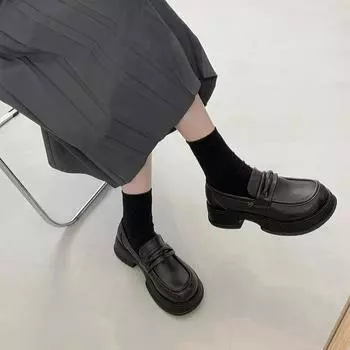 Женские мокасины 2024 года, осенние туфли Мэри Джейн в британском стиле на платформе, женские туфли в японском стиле Jk Uniform Lolita, обувь Zapatos Mujer 34 чёрный