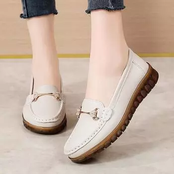 Женские мокасины черного цвета, повседневные туфли для ходьбы, классические мягкие туфли для вождения, офисные деловые мокасины для мамы 35 бежевый