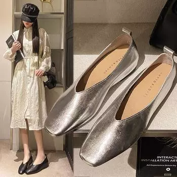 Женские мокасины из кожи класса люкс, каблуки из серебра 925 пробы, золотистые туфли-лодочки с квадратным носком, элегантные туфли Мэри Джейн для женщин 42 чёрный