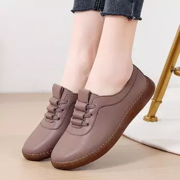 Женские мокасины из кожи, туфли для вождения, удобные туфли на плоской подошве, повседневные туфли для медсестер, прогулочные туфли в стиле минимализма для беременных девочек EU:35 чёрный