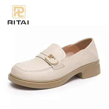 Женские мокасины из натуральной кожи с круглым носком, увеличивающие рост, на толстой подошве, модная удобная повседневная обувь 35 чёрный