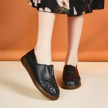 Женские мокасины кожаные туфли для вождения на плоской подошве повседневные прогулочные туфли летние черные дышащие туфли для девочек больших размеров EU:40