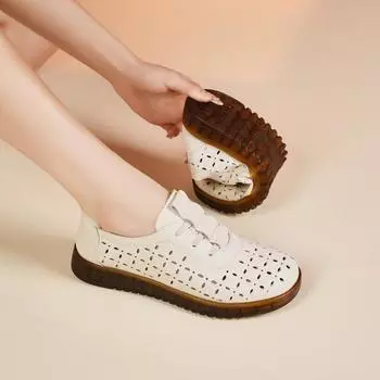 Женские мокасины, кожаные туфли, повседневная обувь для вождения, летняя дышащая обувь для девочек больших размеров EU:40