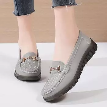 Женские мокасины, кожаные туфли, удобные для вождения, на плоской подошве, повседневные, для ходьбы, мягкие, минималистичные, летние, дышащие туфли для женщин EU:40