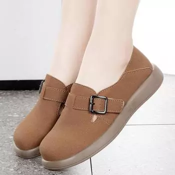 Женские мокасины, летние сандалии, дышащие мокасины, мягкие повседневные туфли для мам, без застежек, большой размер 35 бежевый