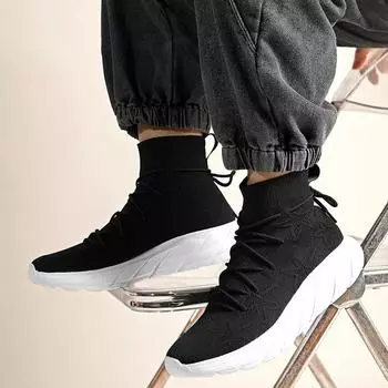 Женские мокасины, лоферы, повседневные туфли без застежек, высокие прогулочные туфли, летние мужские туфли без застежек, легкие носки, обувь для мальчиков, большой размер 36-46 EU: 36 чёрный