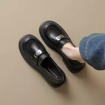 Женские мокасины на платформе из искусственной кожи, на шнуровке, на толстом низком каблуке, пенни-лоферы, женская обувь без застежек, удобная повседневная деловая рабочая обувь 35 чёрный