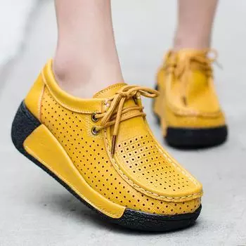 Женские мокасины на плоской платформе из натуральной кожи, удобные мокасины на танкетке, женские мягкие белые кроссовки Zapatos De Mujer 36 красный