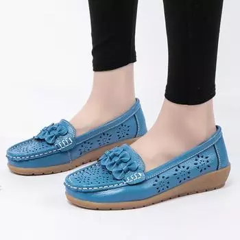 Женские мокасины на плоской подошве, повседневные прогулочные туфли в минималистичном стиле, мягкие летние туфли с цветочным узором для девочек-студенток, большие размеры EU: 36 чёрный