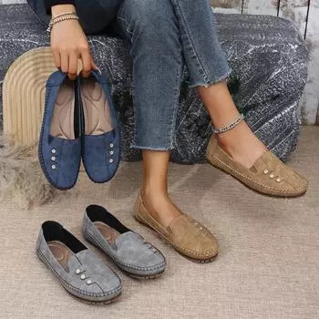 Женские мокасины на плоской подошве удобны и универсальны 35 синий