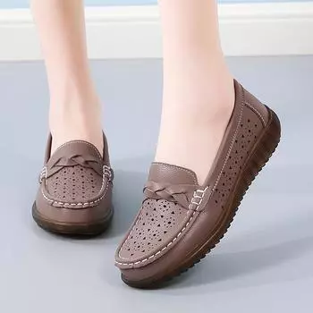Женские мокасины на плоской подошве, удобные повседневные туфли без застежек, летние прогулочные туфли в минималистичном стиле с дышащей подошвой для мам EU: 36 бежевый