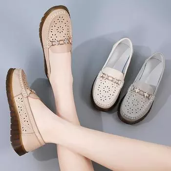 Женские мокасины на плоской подошве, удобные повседневные туфли без застежек, летние минималистичные дышащие туфли для мам EU: 36 серый