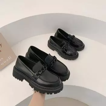 Женские мокасины Новые роскошные дизайнерские туфли на платформе в британском стиле, небольшие кожаные туфли, модные туфли с цепочкой и застежкой-молнией Zapatillas Mujer 35