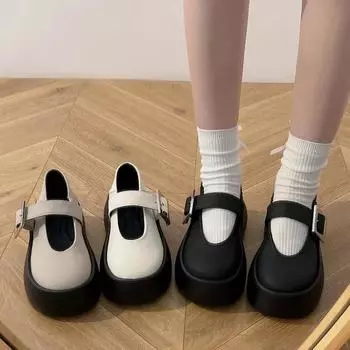 Женские мокасины Осенние новые туфли на платформе на каблуках Британский стиль Лолита на низком каблуке Туфли Мэри Джейн Jk Uniform Shoes Повседневные туфли Мэри Джейн 35 бежевый