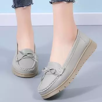 Женские мокасины, пенни-лоферы, повседневная белая обувь для медсестер, мягкая летняя обувь на плоской подошве для вождения для женщин в горошек 35 чёрный