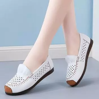 Женские мокасины, лоферы, повседневные белые туфли для медсестер, мягкие балетки, черные летние дышащие туфли для вождения и ходьбы для женщин 35 чёрный