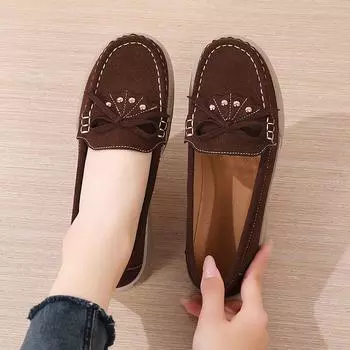 Женские мокасины, пенни-лоферы, повседневная белая обувь для медсестер, мягкие туфли на плоской подошве в горошек, черные женские прогулочные туфли для вождения 35 чёрный