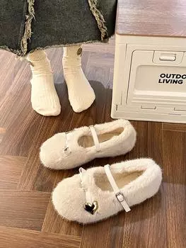 Женские мокасины, повседневные женские кроссовки с закрытым носком, осенние мокасины с мехом, мягкие мокасины с круглым носком, зимние, новые осенние туфли Мэри Джейн 35