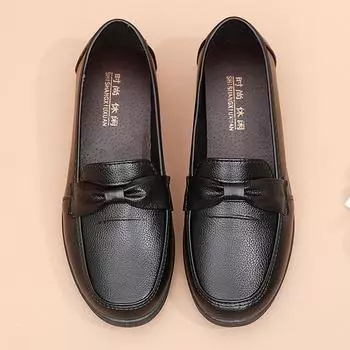 Женские мокасины с бантом на мягкой подошве для женщин среднего возраста на весну и осень, простые модные удобные плоские нескользящие рабочие туфли для мам 35