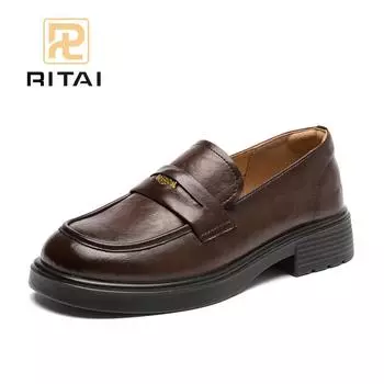 Женские мокасины с круглым носком, увеличивающие рост, толстые туфли на толстой подошве, модная удобная повседневная обувь 35 коричневый