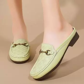 Женские мокасины с открытой спиной, летние туфли-мюли с закрытым носком, женские удобные повседневные дорожные мюли EU: 36 бежевый