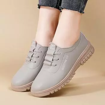 Женские мокасины серые кожаные туфли для вождения удобные балетки повседневные прогулочные туфли для беременных EU:38 чёрный