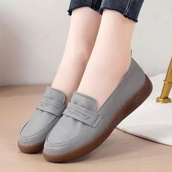 Женские мокасины серые повседневные туфли для ходьбы обувь для вождения офисные деловые мокасины для мамы 35 бежевый