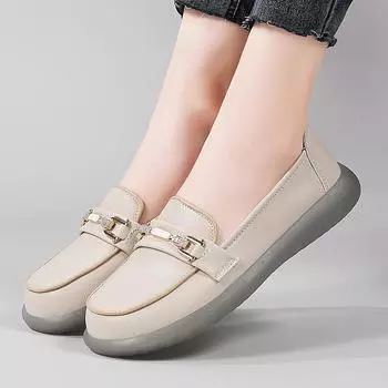 Женские мокасины Slip on Casual Elegant Summer Driving Shoes Office Business Moccasins for Mother 35 бежевый