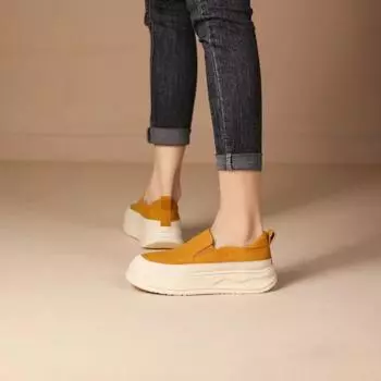 Женские мокасины Slip on, женская обувь на вулканизированной платформе с шитьем, женская модная повседневная обувь из искусственной кожи, женская удобная обувь 2024 г. 35 хаки