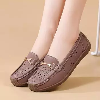 Женские мокасины, туфли для вождения, повседневные лоферы без застежек, женские минималистичные туфли на плоской подошве, мягкие летние прогулочные туфли для мам 35 коричневый