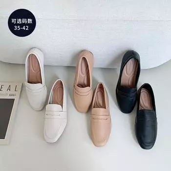 Женские мокасины Весна Новые британские туфли Лолита на низком каблуке Мэри Джейн униформа обувь для отдыха повседневные поездки на работу вулканизированная обувь 35 бежевый