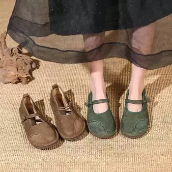 Женские мокасины в этническом стиле Женская обувь на плоской подошве Trand Mary Jane Элегантные ретро-модные босиком Удобные кожаные швы 40