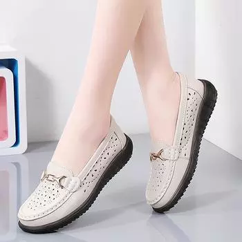 Женские мокасины в британском стиле с круглым носком и легким мундштуком 35 бежевый