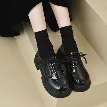 Женские мокасины в британском стиле, универсальные туфли-сабо на платформе с неглубоким носком, женская обувь, оксфорды, повседневные кроссовки с круглым носком, Prepp 35