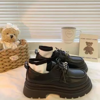 Женские мокасины, весенние, новые, в британском стиле, на шнуровке, модные, женские туфли с застежкой-пряжкой и круглым носком 41 35