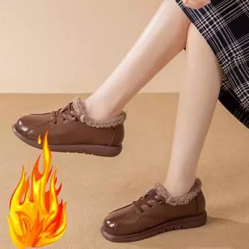 Женские мокасины зимние теплые шерстяные женские туфли на плоской подошве из натуральной кожи женские лоферы с мягкой подошвой нескользящая женская обувь 35 чёрный