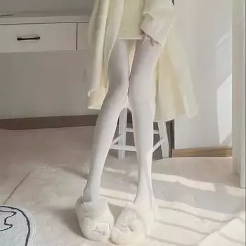 Женские молочно-белые чулки Pure Desire - носки для танцев в стиле японской Лоли Velvet Pantyhose