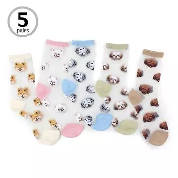 Женские моно прозрачные носки мини собачьи ID15 22 - 25 cm