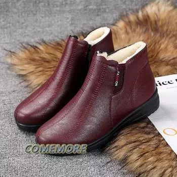 Женские мягкие ботинки из искусственной кожи, зимние ботинки на мягкой подошве, модная повседневная обувь из хлопка, женская удобная классика, большой размер 40 35 чёрный