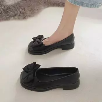 Женские мягкие кожаные мокасины с бантом — французская мода весна/лето 2024 38 бежевый