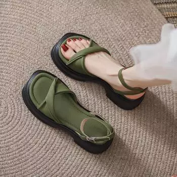 Женские мягкие кожаные римские сандалии 35